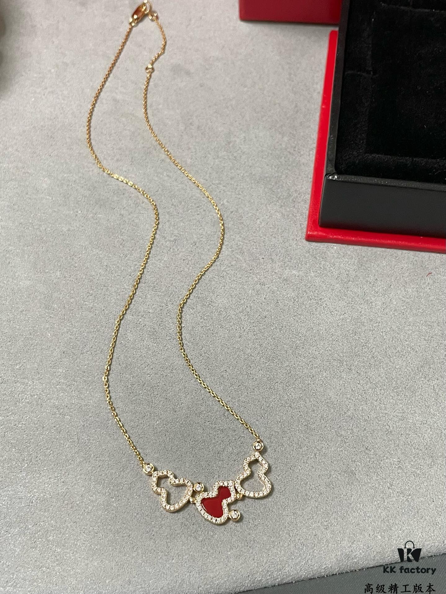 Kylin Red Agate Three Gourds Necklace