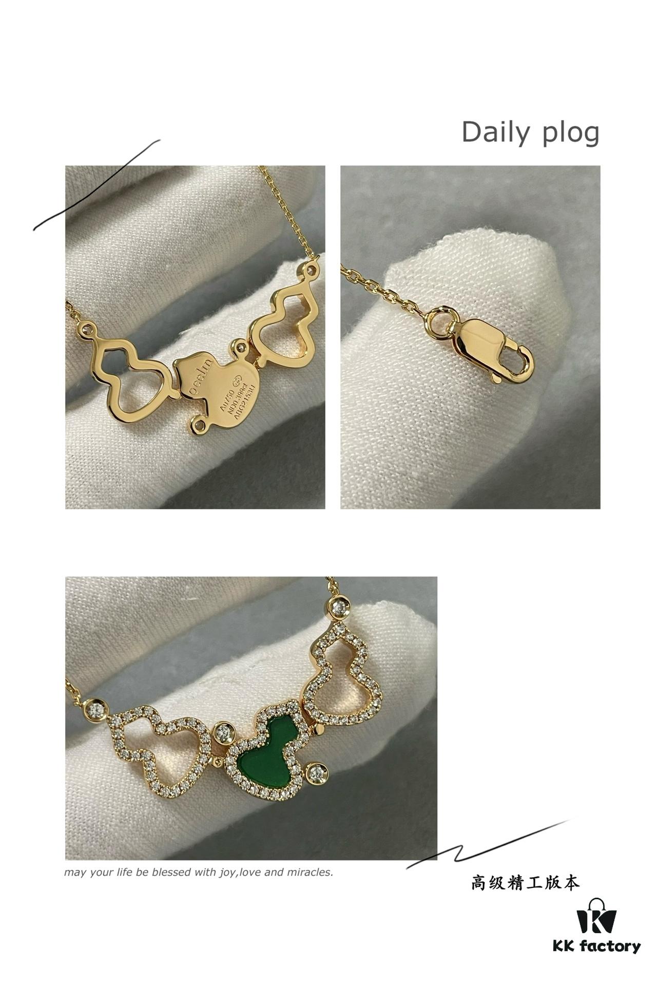 Kylin Green Jade Three Gourds Necklace