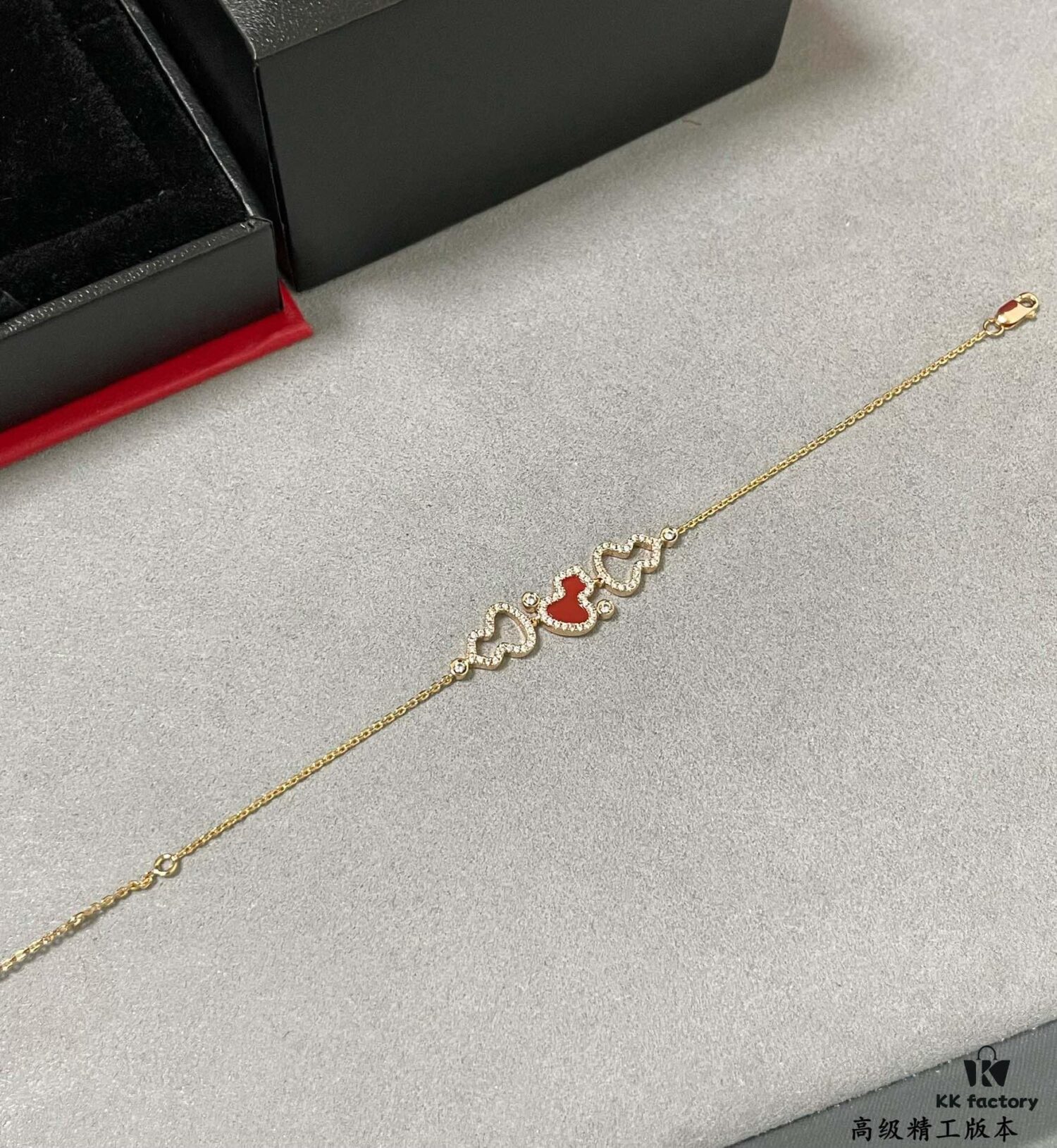 Kylin Red Agate Three Gourds Bracelet