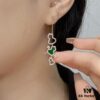 Qilin Green Jadeite Three Gourds Earrings