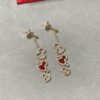 Kylin Red Agate Three Gourd Stud Earrings