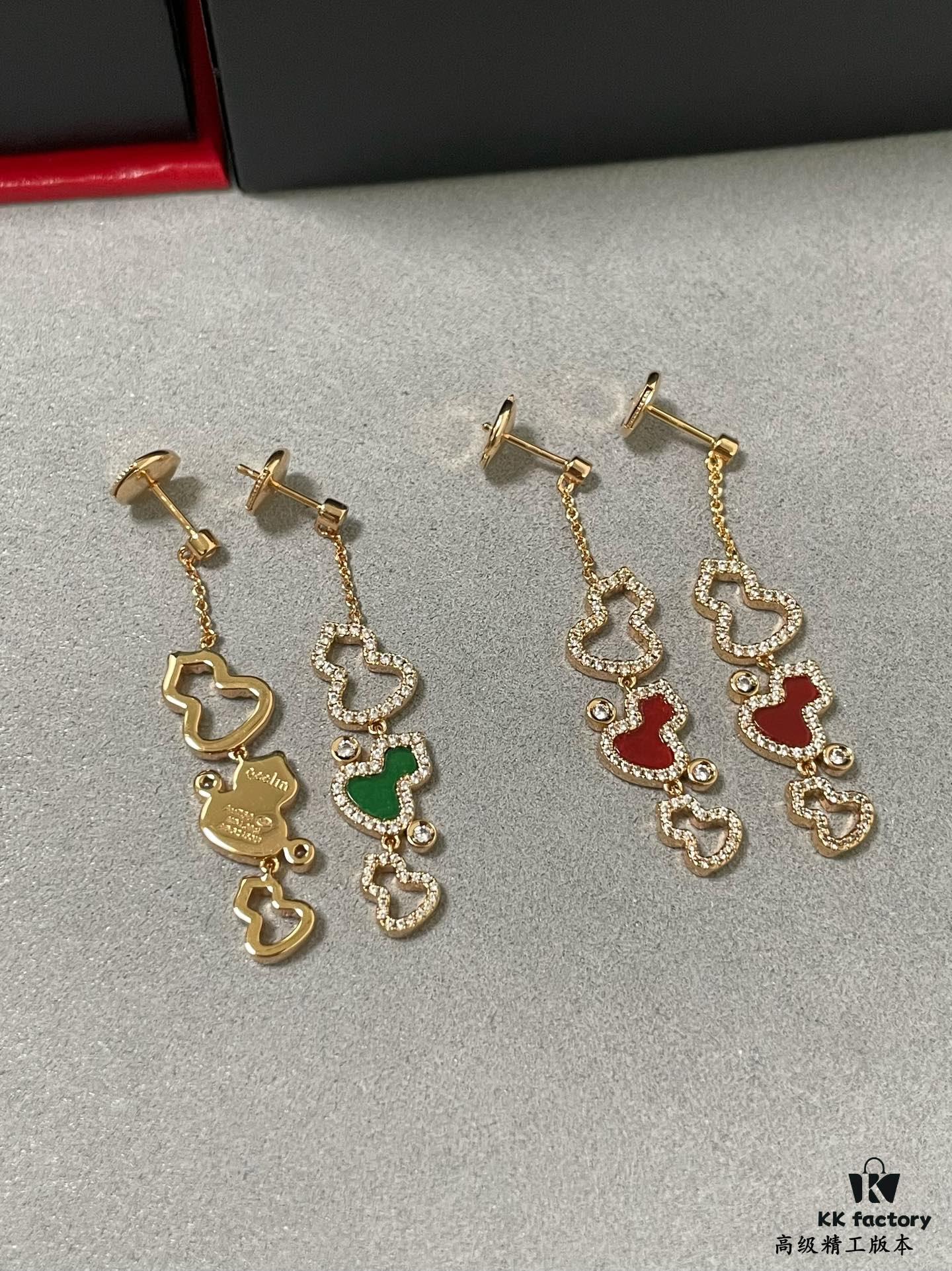 Kylin Red Agate Three Gourd Stud Earrings