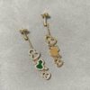 Qilin Green Jadeite Three Gourds Earrings