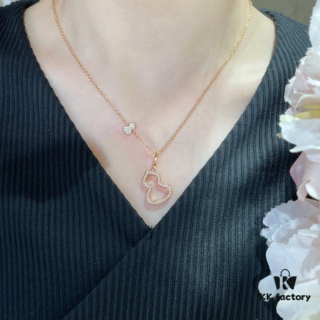 Kirin Hollow-out Gourd Necklace, Stylish and Versatile with Thick Gold Plating and High-Carbon Brilliant Cut Zircon