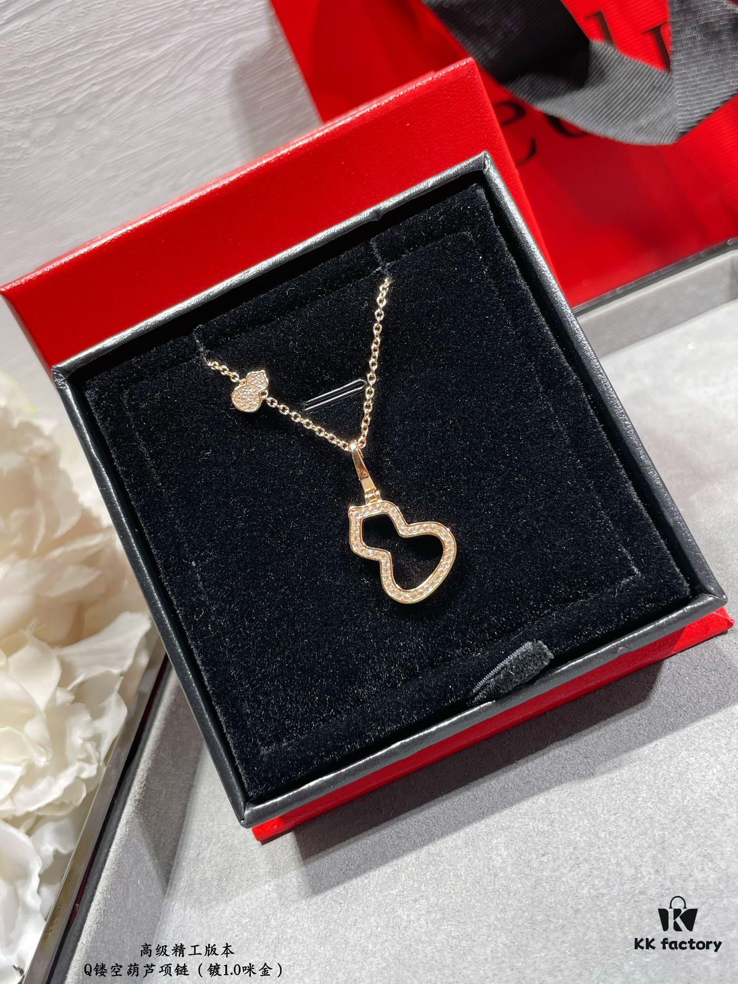 Kirin Hollow-out Gourd Necklace, Stylish and Versatile with Thick Gold Plating and High-Carbon Brilliant Cut Zircon