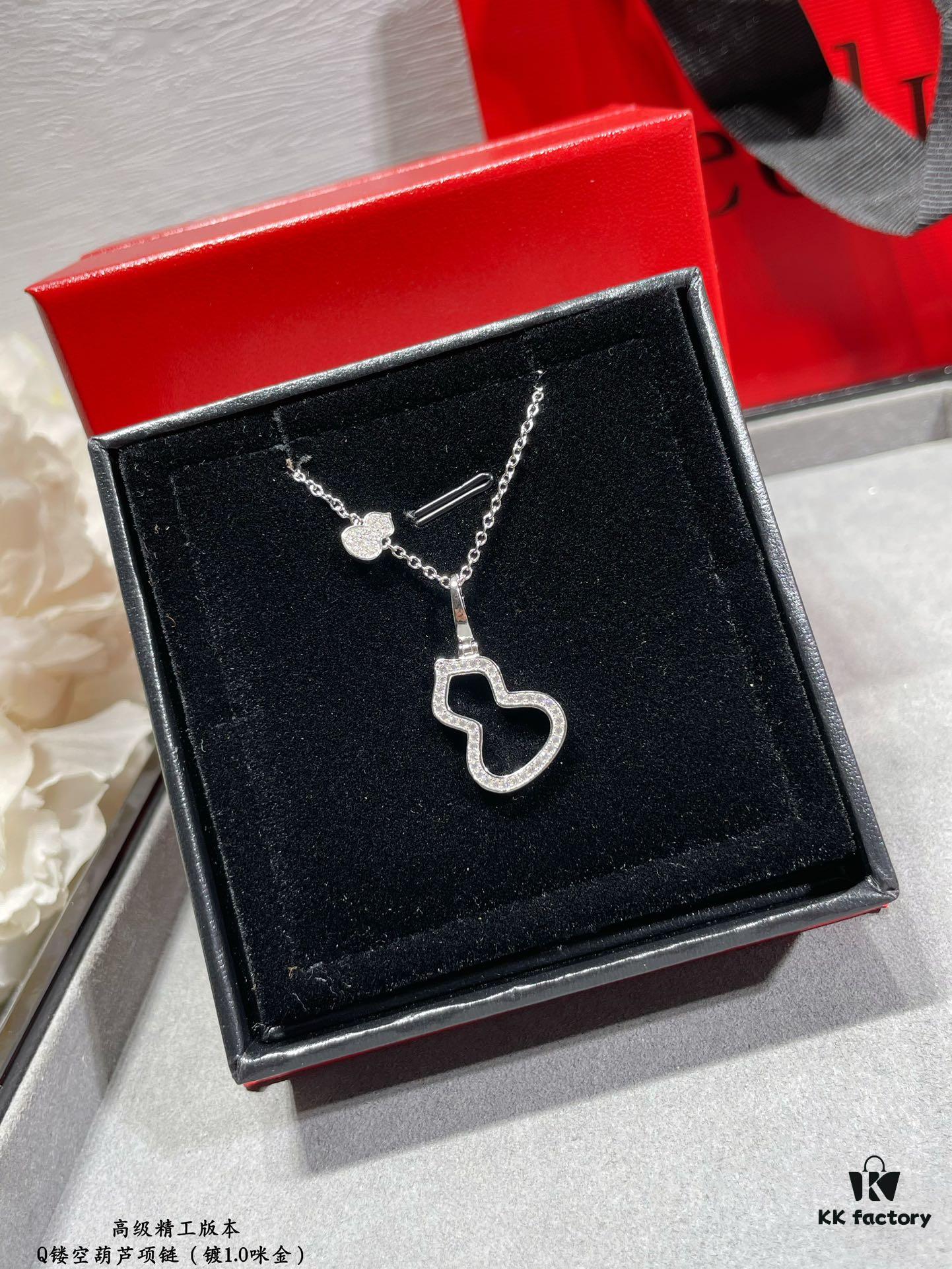 Kirin Hollow-out Gourd Necklace, Stylish and Versatile with Thick Gold Plating and High-Carbon Brilliant Cut Zircon