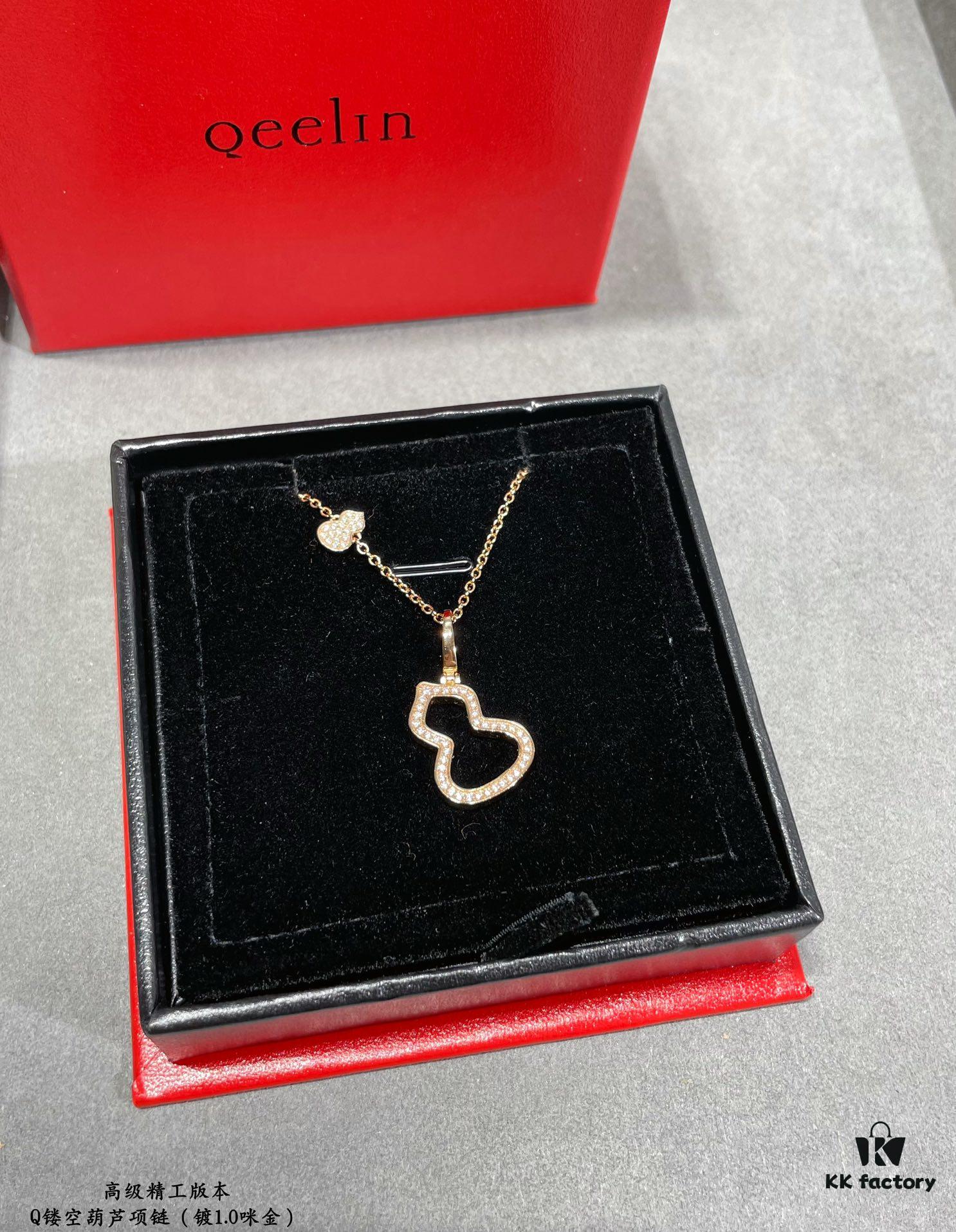 Kirin Hollow-out Gourd Necklace, Stylish and Versatile with Thick Gold Plating and High-Carbon Brilliant Cut Zircon