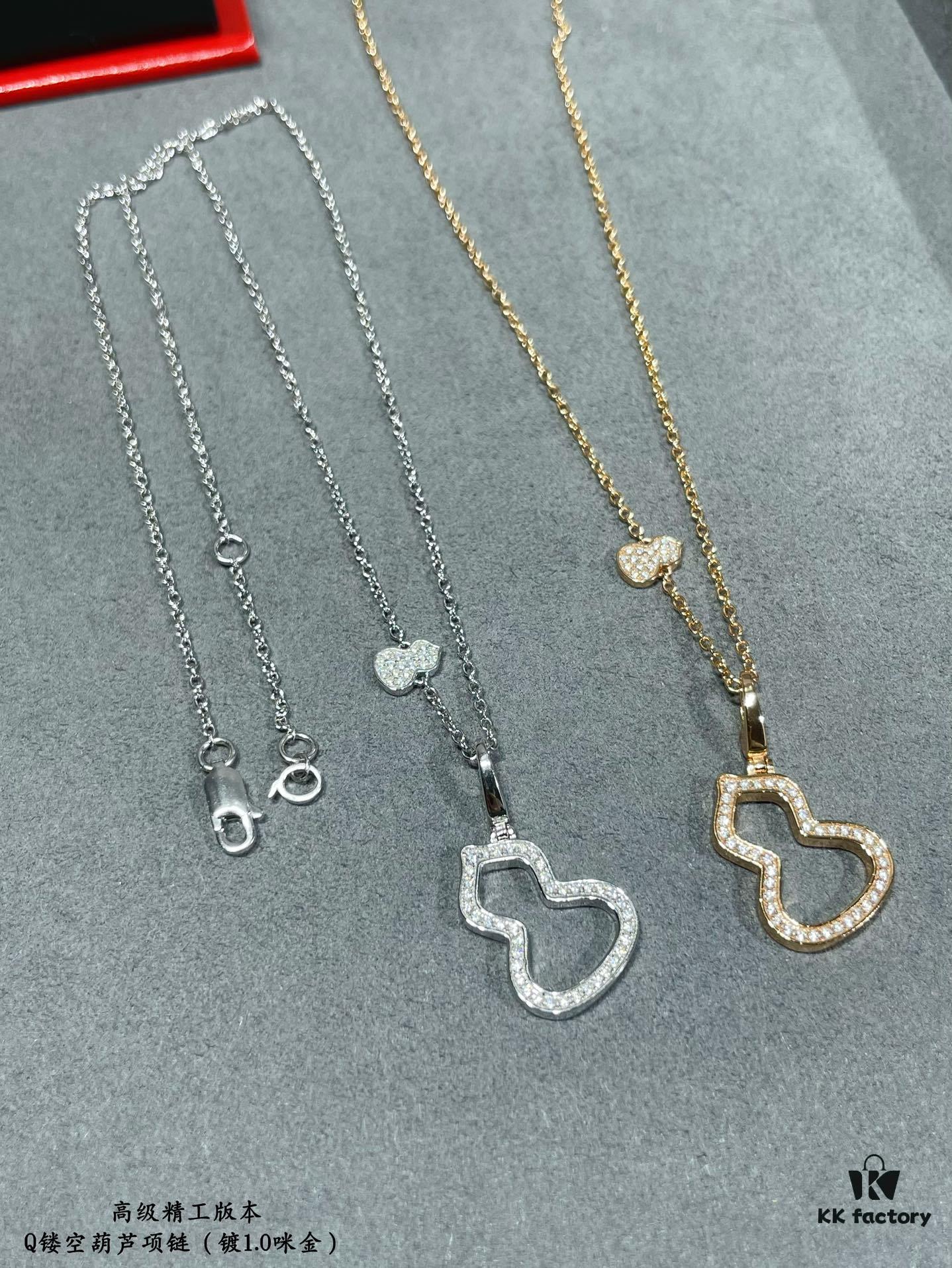 Kirin Hollow-out Gourd Necklace, Stylish and Versatile with Thick Gold Plating and High-Carbon Brilliant Cut Zircon