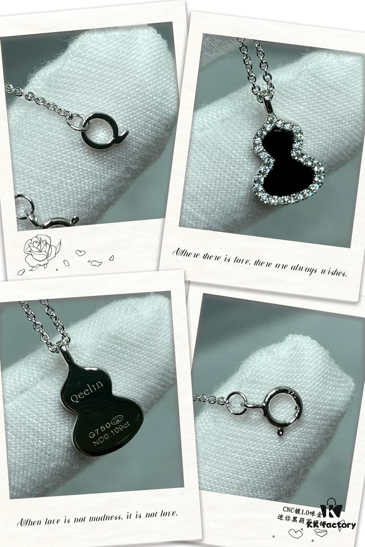 Kirin Mini Black Gourd Necklace, Attracts Wealth and Enhances Luck, Stylish Design, Excellent Look When Worn, Versatile Match, Thick Gold Plating with Premium Real-Gold Appearance