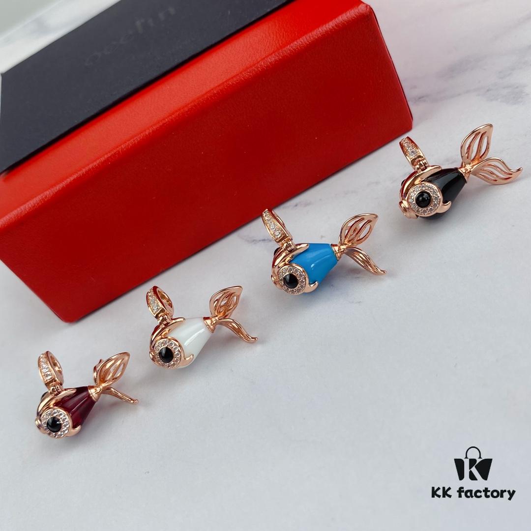 Exquisite Jewelry 💎 Qilin New Arrival Goldfish Necklace, Counter Fresh Release, Agate and Turquoise Inlaid with Advanced Diamond Setting, Vivid and Lifelike Design, Detachable Pendant