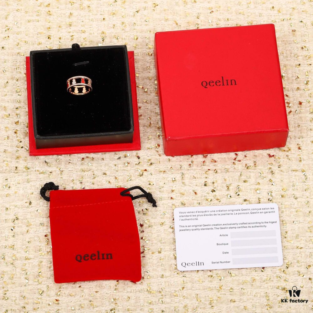 Hulu Wulu Series Ring, Composed of Eight Gourds, Hand-Set Diamonds, Thick Gold Plating for Long-Lasting Color Retention