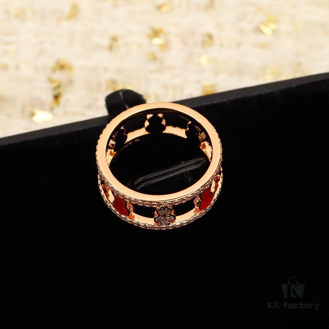 Hulu Wulu Series Ring, Composed of Eight Gourds, Hand-Set Diamonds, Thick Gold Plating for Long-Lasting Color Retention