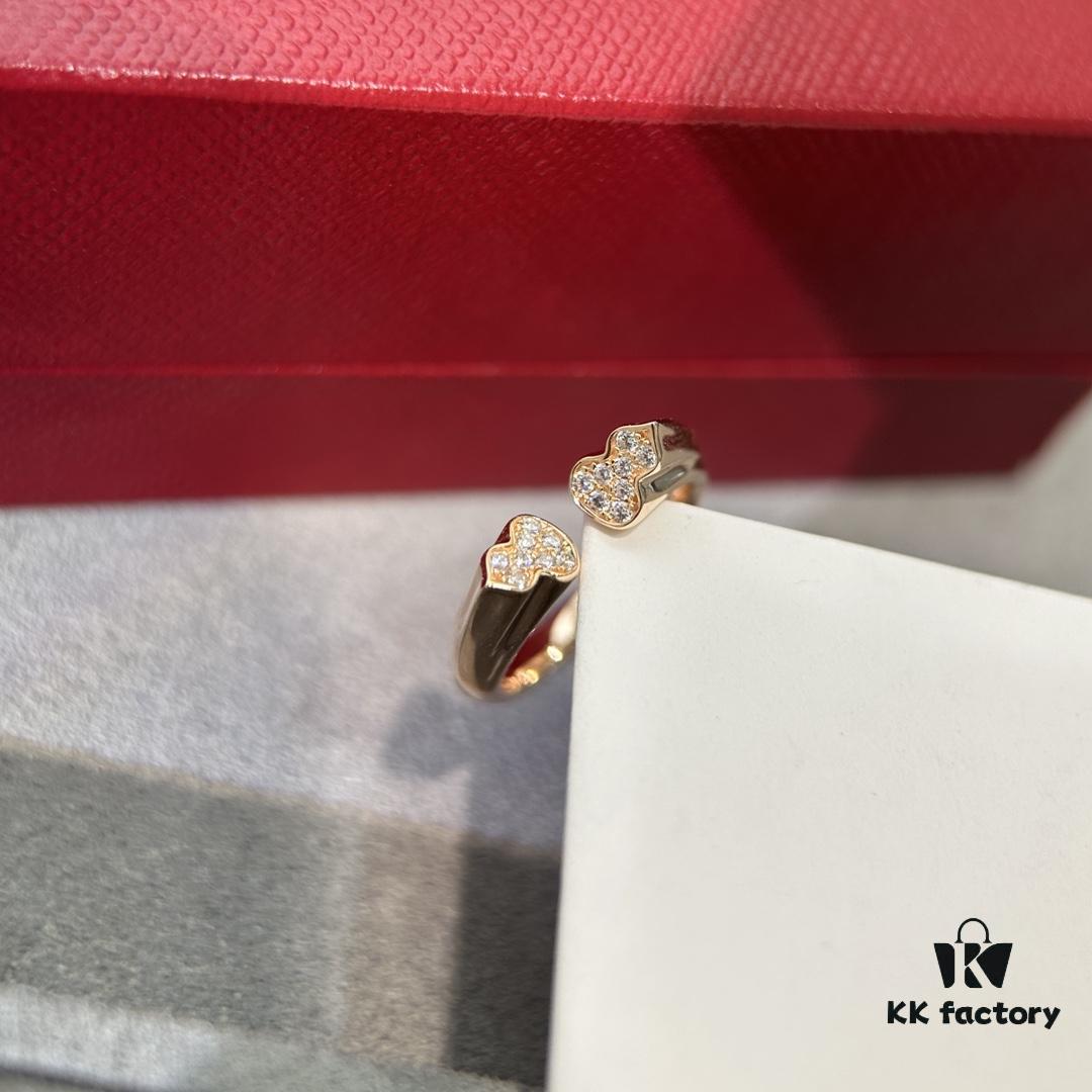 Qeelin Kissing Gourds Limited Edition Ring for Qixi Festival, Full Diamond, Openable Design, Symbolizing Companionship and Closeness