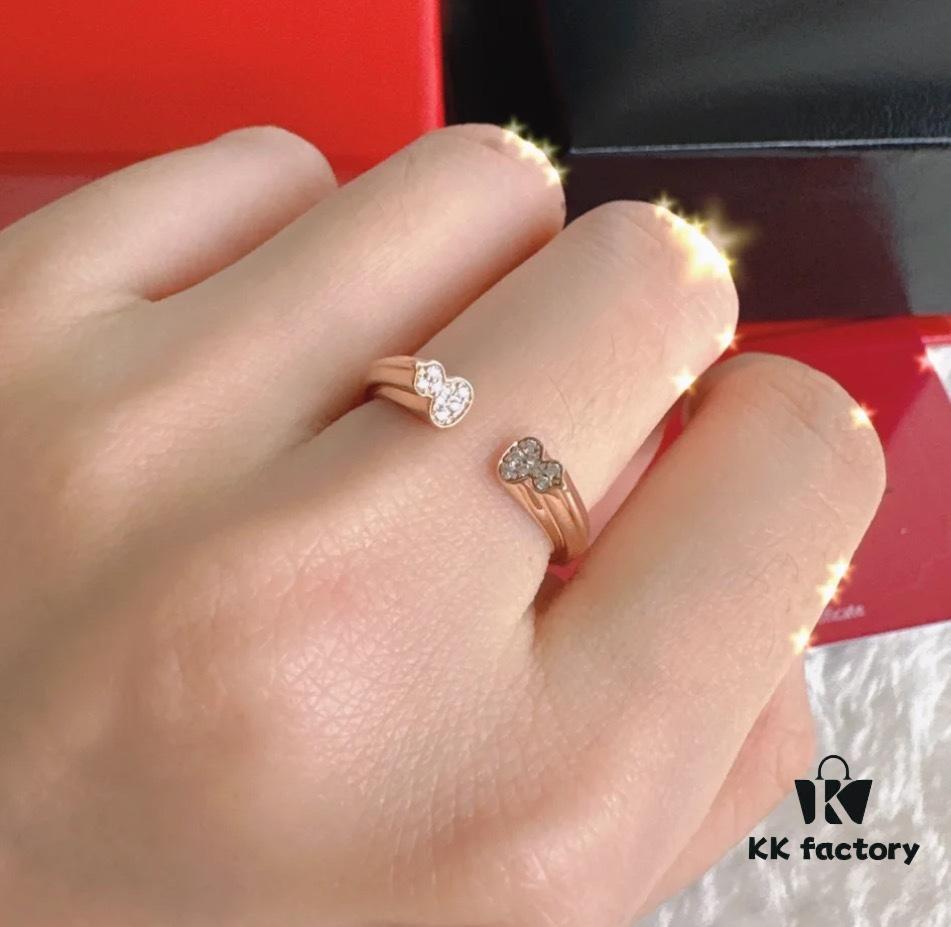 Qeelin Kissing Gourds Limited Edition Ring for Qixi Festival, Full Diamond, Openable Design, Symbolizing Companionship and Closeness