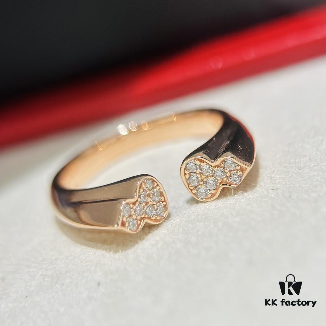 Qeelin Kissing Gourds Limited Edition Ring for Qixi Festival, Full Diamond, Openable Design, Symbolizing Companionship and Closeness