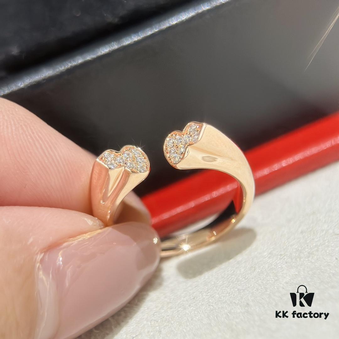 Qeelin Kissing Gourds Limited Edition Ring for Qixi Festival, Full Diamond, Openable Design, Symbolizing Companionship and Closeness