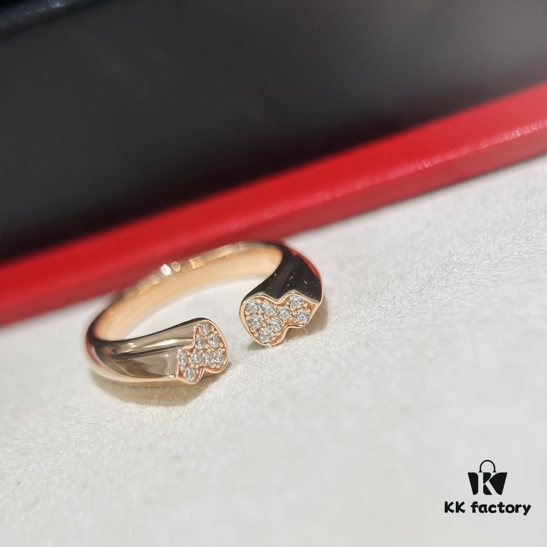 Qeelin Kissing Gourds Limited Edition Ring for Qixi Festival, Full Diamond, Openable Design, Symbolizing Companionship and Closeness