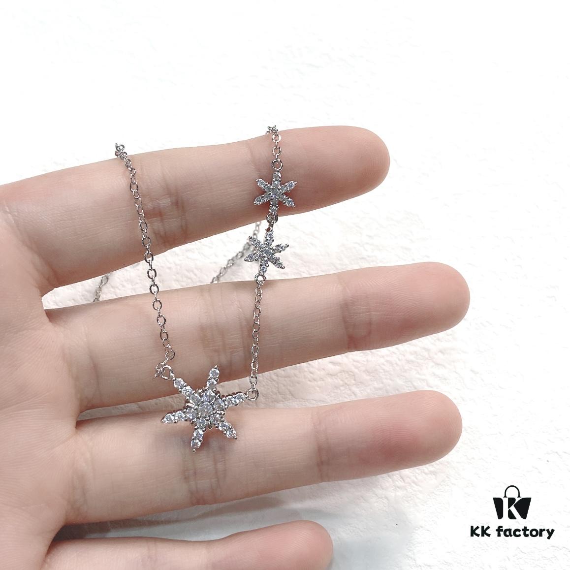 HEFANG Jewelry Frost Snow Collarbone Chain Simple Versatile Pendant Necklace Gift for Girlfriend