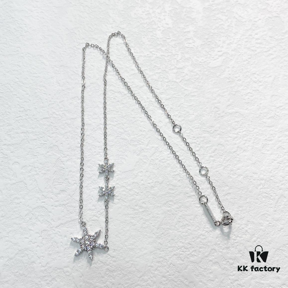 HEFANG Jewelry Frost Snow Collarbone Chain Simple Versatile Pendant Necklace Gift for Girlfriend