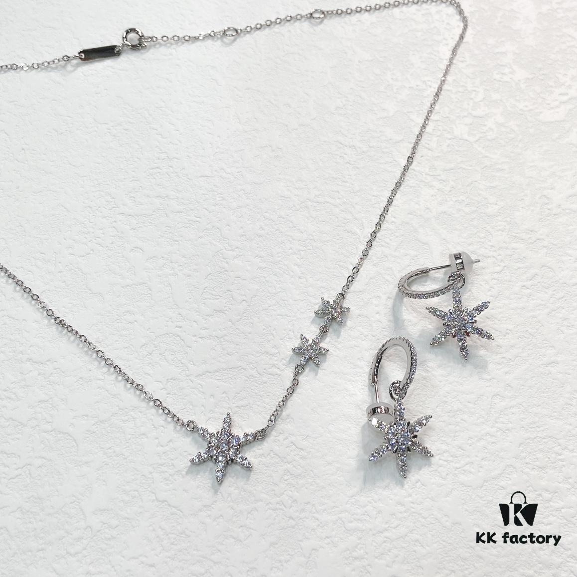 HEFANG Jewelry Frost Snow Collarbone Chain Simple Versatile Pendant Necklace Gift for Girlfriend