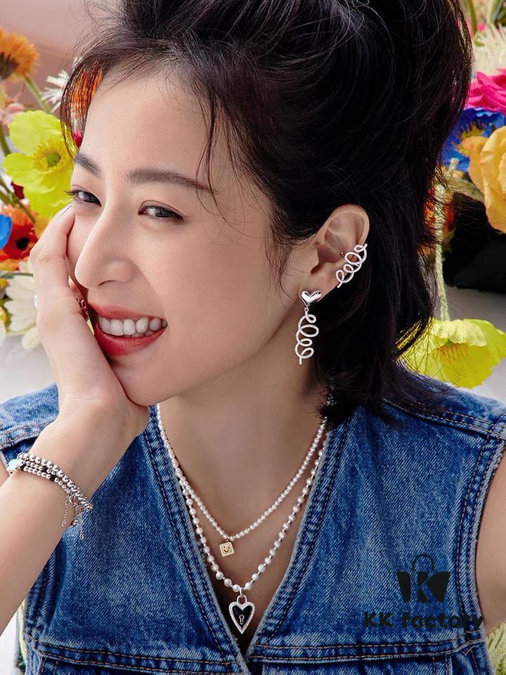 HEFANG Jewelry Cream Twirl Earrings - Limited Edition Design, Ear Studs, Gift for Qixi Festival (Same Style as Zhou Yutong)