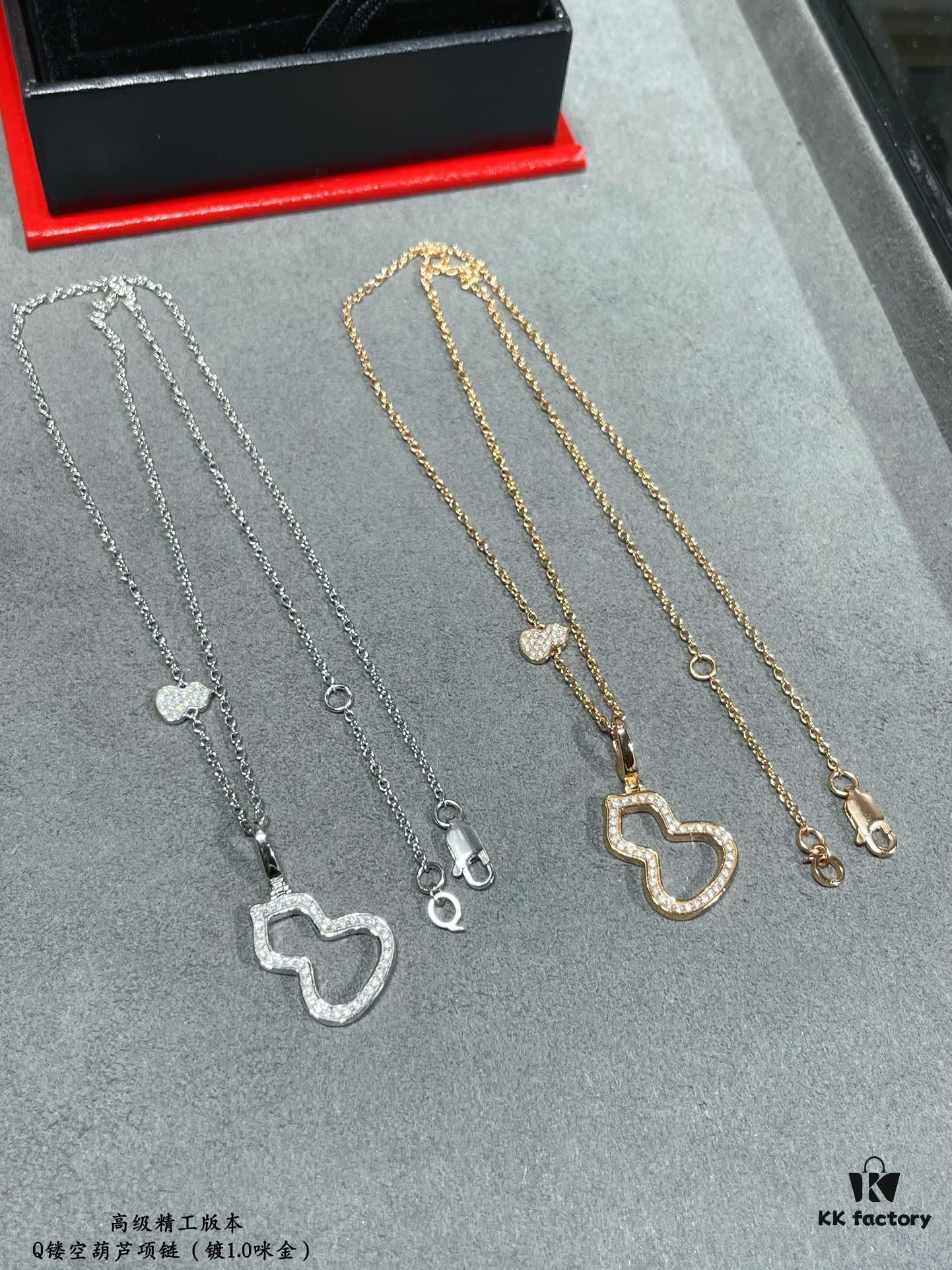 Kirin Hollow-out Gourd Necklace, Stylish and Versatile with Thick Gold Plating and High-Carbon Brilliant Cut Zircon