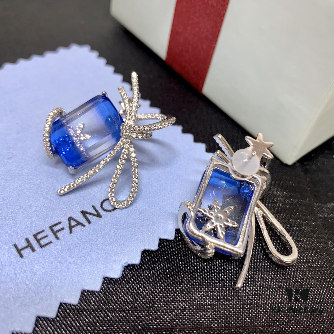 Qixi Gift 🎁 HEFANG Jewelry Ice Blue First Snow Earrings, Women's Ins-style Design Stud Earrings