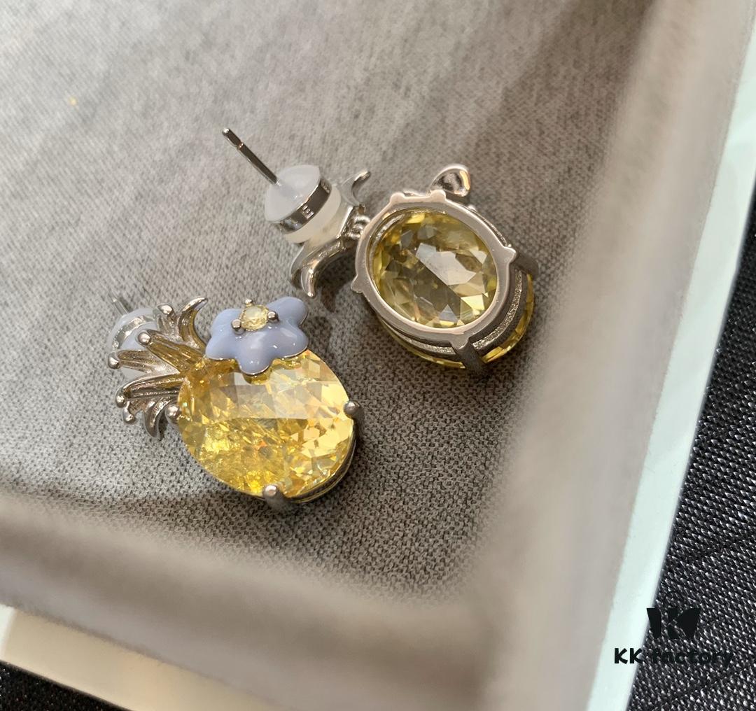 Qixi Gift 🎁 HEFANG Pineapple Earrings 🍍 Perfect for Summer! Full Pure Silver High-End Version