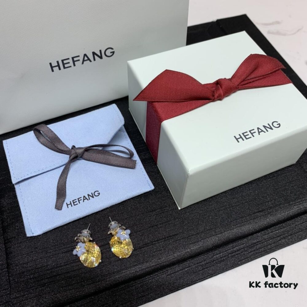 Qixi Gift 🎁 HEFANG Pineapple Earrings 🍍 Perfect for Summer! Full Pure Silver High-End Version