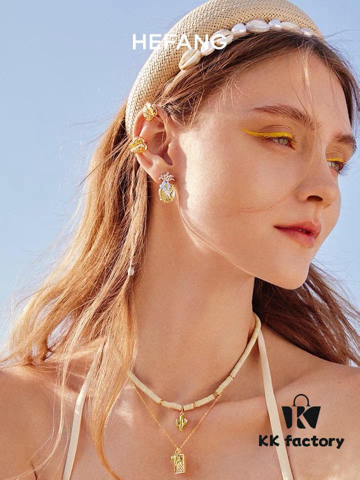 Qixi Gift 🎁 HEFANG Pineapple Earrings 🍍 Perfect for Summer! Full Pure Silver High-End Version