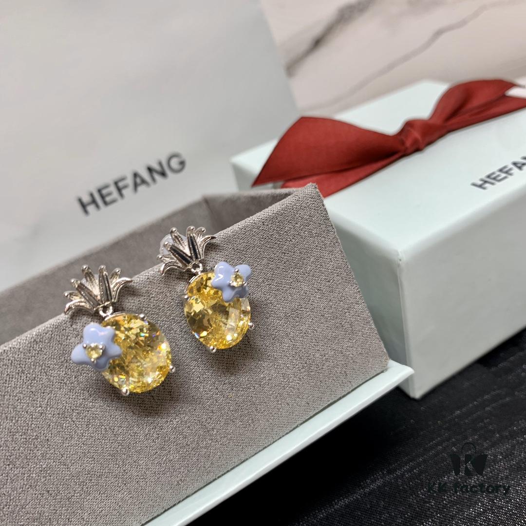 Qixi Gift 🎁 HEFANG Pineapple Earrings 🍍 Perfect for Summer! Full Pure Silver High-End Version