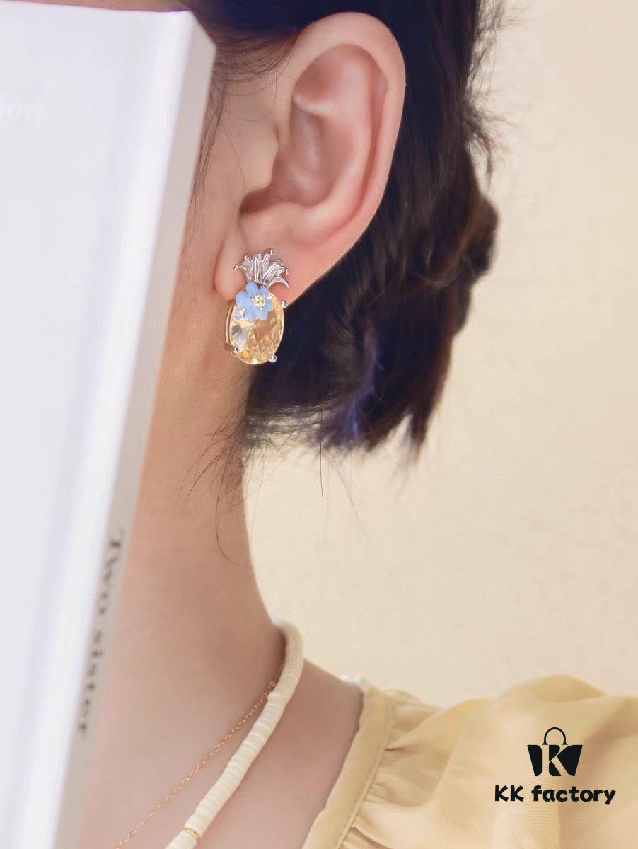 Qixi Gift 🎁 HEFANG Pineapple Earrings 🍍 Perfect for Summer! Full Pure Silver High-End Version