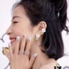 Qixi Gift 🎁 Hefang Ear Cuff, Cream-Colored Little Flower Clip-On Earrings, No Piercing Required, Sold Individually, Left and Right Ear Differentiated