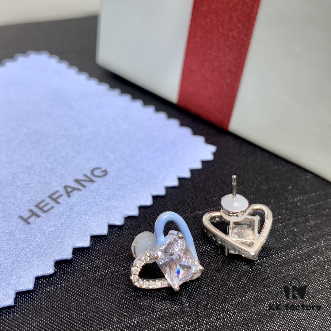 Qixi Gift 🎁 HEFANG Barbie Sweet Heart Earrings, Crystal Clear Design