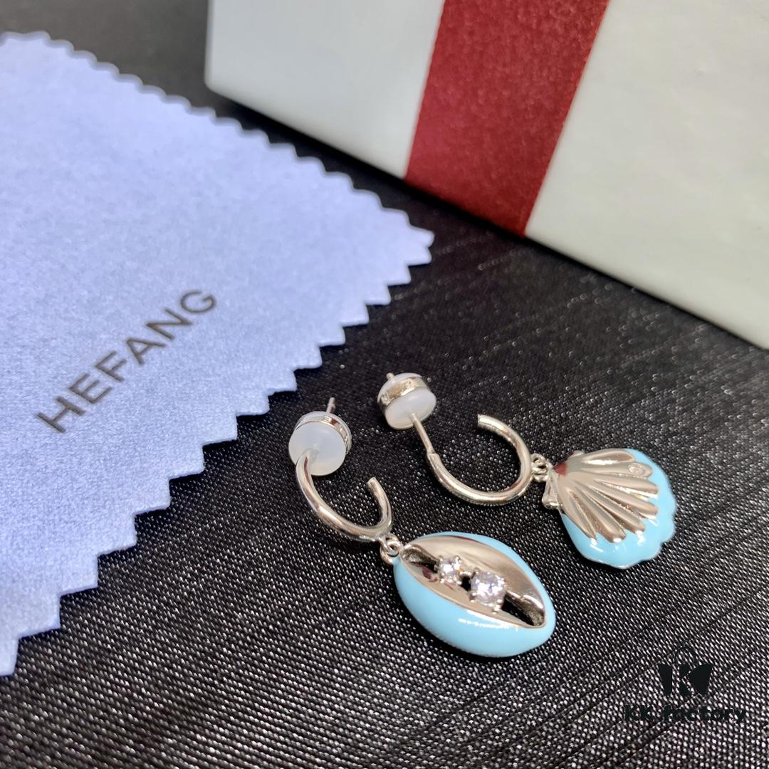 Qixi Gift 🎁 HEFANG Jewelry Sea Shell Asymmetric Sterling Silver Earrings