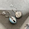 Qixi Gift 🎁 HEFANG Jewelry Sea Shell Asymmetric Sterling Silver Earrings