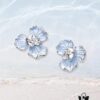 Qixi Gift 🎁 HEFANG Blue Iris Earrings Elegant Floral Design