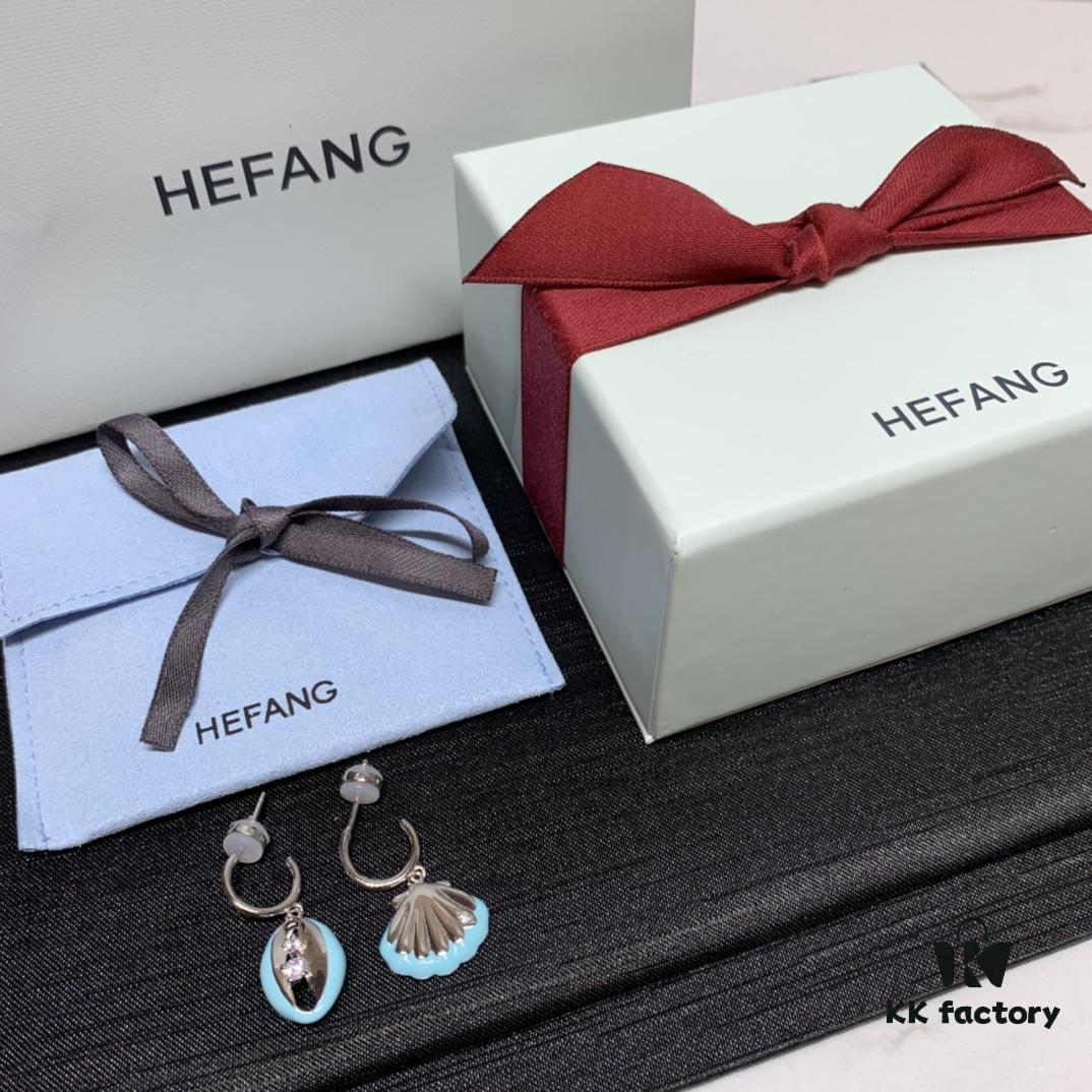 Qixi Gift 🎁 HEFANG Jewelry Sea Shell Asymmetric Sterling Silver Earrings