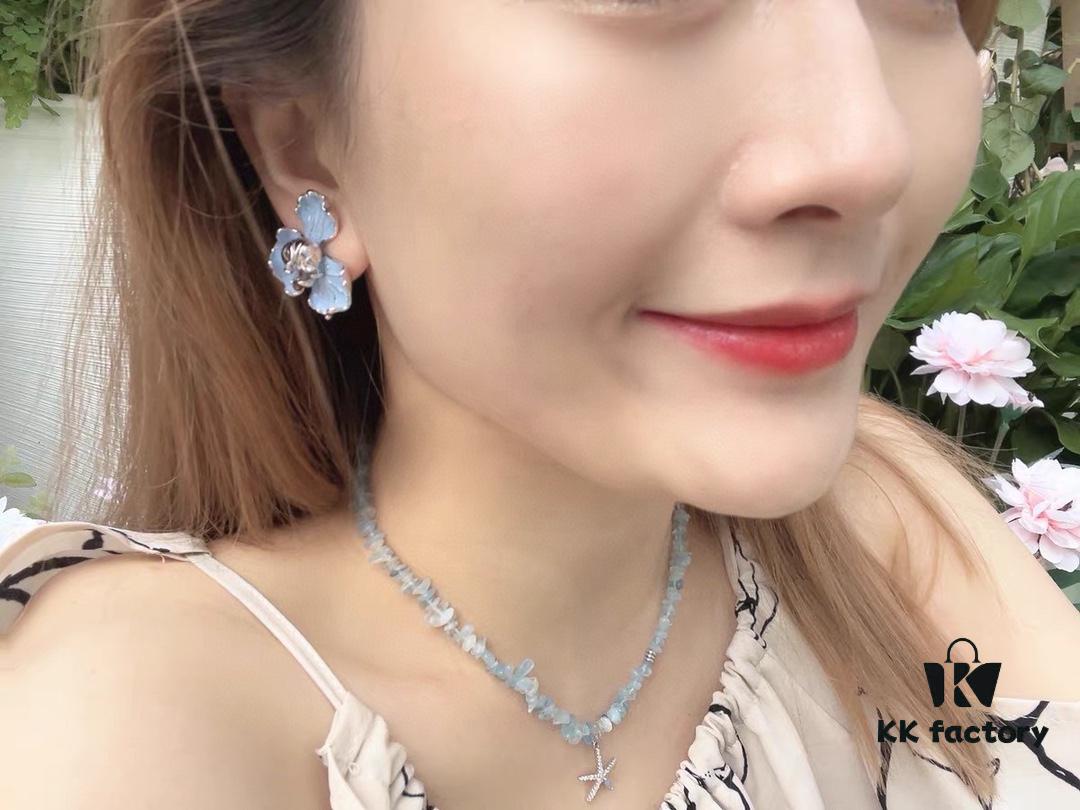 Qixi Gift 🎁 HEFANG Blue Iris Earrings Elegant Floral Design