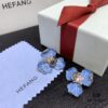 Qixi Gift 🎁 HEFANG Blue Iris Earrings Elegant Floral Design