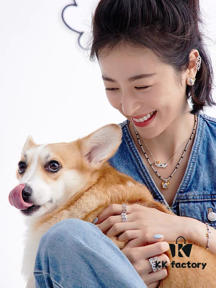 HEFANG Xiao Hua Corgi Collar Chain, Lightweight Luxury Unique Design Necklace, Qixi Gift (Same Style as Zhou Yutong)