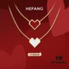 He Fang Gao Bai Necklace for Women, Heart Pendant Elegant Collarbone Chain Gift