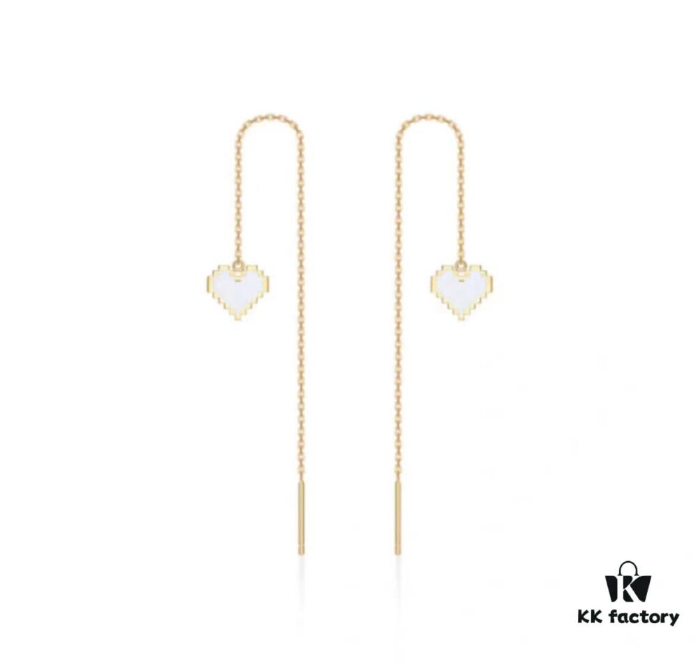 HEFANG He Fang Declaration Ear Thread Earrings with Heart Pendant Diamond Stud Jewelry Gift for Women