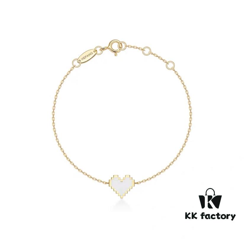 HEFANG Jewelry Declaration Ladies' Diamond Heart Pendant, Minimalist Thin Bracelet Hand Chain