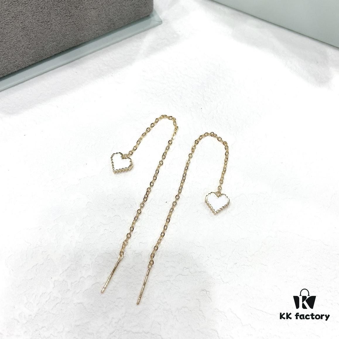 HEFANG He Fang Declaration Ear Thread Earrings with Heart Pendant Diamond Stud Jewelry Gift for Women