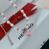 HEFANG Jewelry Peach Juice Ice Short Necklace, 925 Sterling Silver Love Pendant Collar Chain, Xiaomi Beads Necklace, Same Style as Shen Mengchen