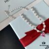 HEFANG Jewelry Peach Juice Ice Short Necklace, 925 Sterling Silver Love Pendant Collar Chain, Xiaomi Beads Necklace, Same Style as Shen Mengchen
