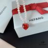 HEFANG Jewelry Crystal Heart Necklace, 925 Sterling Silver Adjustable Pendant Chain, Shenyao Mengchen's Style Dainty Collar with Tiny Beads, Two Colors Available