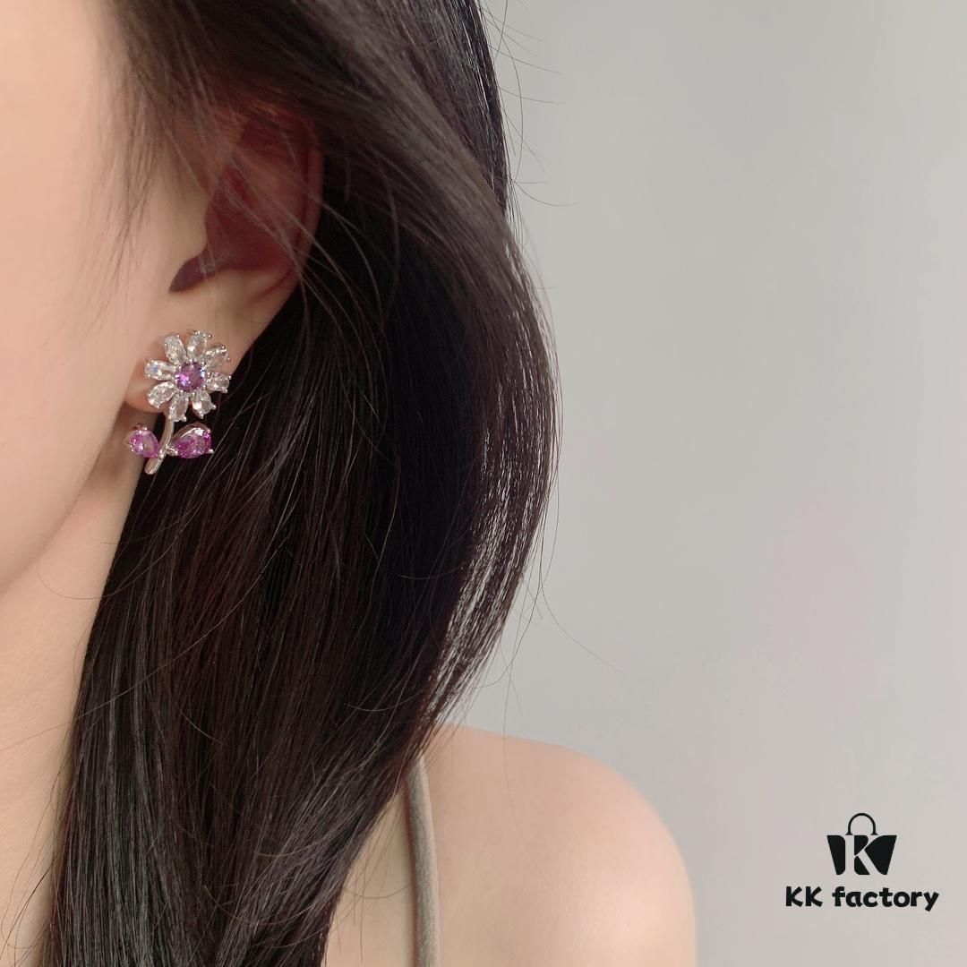 HEFANG Jewelry Summer Floral Earrings, Crystal-Clear and Exquisitely Delicate