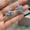 New Arrival He Fang Blue Star Flower Stud Earrings, Fashionable and Unique Design, Minimalist Earrings Jewelry Gift for Girlfriend
